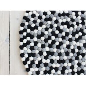 Čierno-biely guľôčkový vlnený koberec Wooldot Ball rugs, ⌀ 120 cm