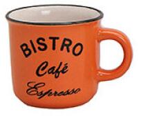 Vintage hrnček "Bistro Café et Thé", keramika, 9cm, 400ml, 4 varianty (10016972)