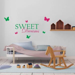 GLIX Sweet dreams - nálepka na stenu Zelená a růžová 120 x 60 cm