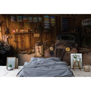Fototapeta - Vintage Car Dusty Garage Vliesová tapeta - 416x254 cm