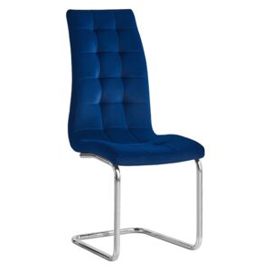 Jedálenská stolička, modrá Velvet látka/chróm, SALOMA NEW