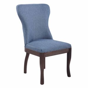 Jedálenská stolička Windsor ~ látka, drevené nohy antik tmavé Farba Modrá