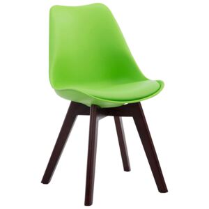 Stolička Borne V2 ~ plast / koženka, drevené nohy orech Farba Zelená