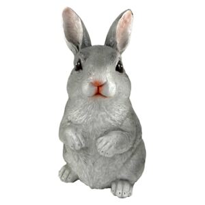 Soška zajac sediaci sivý 19cm