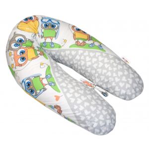 BABY NELLYS - Dojčiaci vankúš - relaxačná poduška Multi Cute Owls - sivá