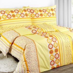 Goldea bavlnené posteľné obliečky - vzor 307 oranžové a žlté pruhy s krúžkami 140 x 200 a 70 x 90 cm
