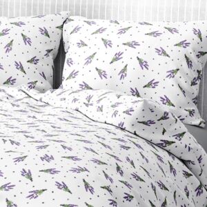 Goldea bavlnené posteľné obliečky - vzor 503 levandule na bielom 140 x 220 a 70 x 90 cm