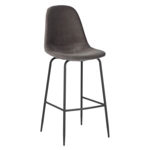 IIG - Dizajnová barová stolička SCANDINAVIA MEISTERSTÜCK striebornošedý zamat s opierkou na nohy