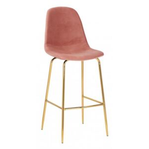 IIG - Dizajnová barová stolička SCANDINAVIA MEISTERSTÜCK ružový zamat s opierkou na nohy