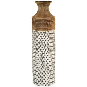 Váza keramika hnedo biela 12,5x12,5x45cm