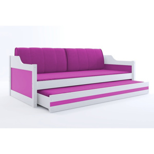 Detská posteľ s prístilkou CASPER 2, 80x190, biela/ružová