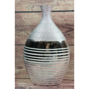 Keramická váza s pásom - strieborná (v. 31 cm) veľkosť