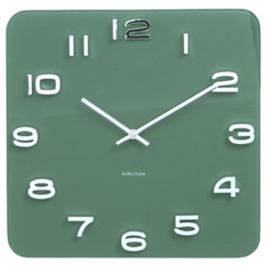 Karlsson Sklenené nástenné hodiny - Karlsson Vintage Jungle Green Square, 35x35 cm