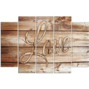 CARO Obraz na plátne - Inscription Love On Brown Boards 100x70 cm