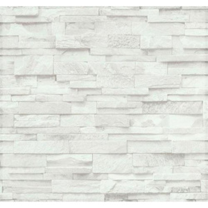 Vliesové tapety na stenu Origin 02363-60, kameň pieskovec bielo-sivý, rozmer 10,05 m x 0,53 m, P+S International