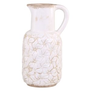 Krémový keramický džbán s kvetmi Colmar - 16 * 14 * 30cm