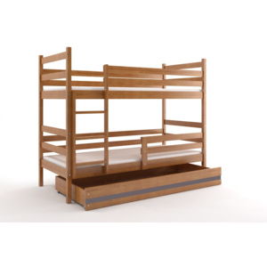 Poschodová posteľ - ERIK 2 - 190x80cm - Jelša - Grafitová
