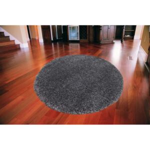 Kusový koberec Shaggy vlas 50mm čierny kruh, Velikosti 60x60cm