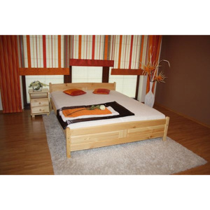 Vyvýšená posteľ ANGEL + matrac + rošt, 160x200 cm, prírodný-lak