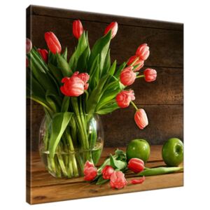 Obraz na plátne Nádherná kytica tulipánov a jablká 30x30cm 2199A_1AI
