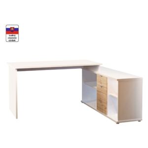 Písací stôl, biela/dub wotan, DALTON 2 NEW | TEMPO KONDELA