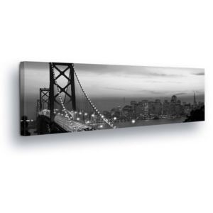 Obraz na plátne - Black and White Golden Gate II 45x145 cm