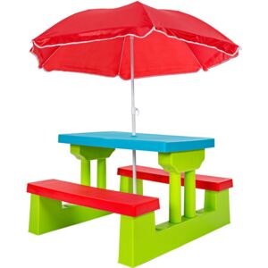Tectake 401645 detský záhradný nábytok lavička stôl slnečník - barevná