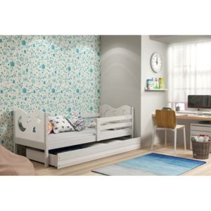 Detská posteľ MIKO + ÚP + matrace + rošt ZDARMA, 80x190, bialy, biela
