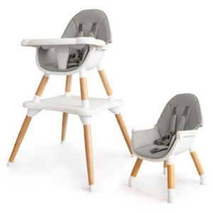 Eco toys Luxusný jedálenský stolček 2v1, 2020 - sivý, biely