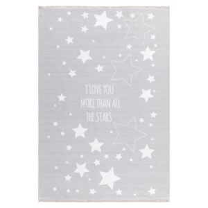 Detský koberec LOVE YOU STARS - strieborno-šedý/biely 100 x 160 cm