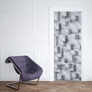 GLIX Fototapeta na dvere - Abstract 3D Design Squares Grey