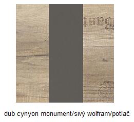 BRW Nábytková stena Malcolm ( SZF2D2S, SFW2D, BIU1D1S, REG3D2S) Farba: dub canyon monument/sivý wolfram/dub canyon monument potlač