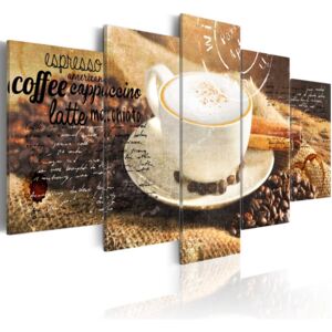 Obraz na plátne - Coffe, Espresso, Cappuccino, Latte machiato ... 100x50 cm