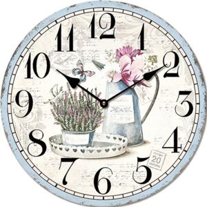 Isabelle Rose Drevené nástenné hodiny s levanduľou 29 cm