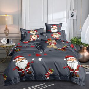 Vianočné sivé posteľné obliečky s motívom Santa Clausa