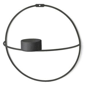 Čierny nástenný svietnik Circle, ø 21 cm