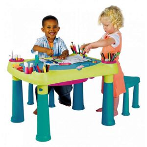 DEOKORK Detský multifunkčný stolík PLAY (modro-zelený)