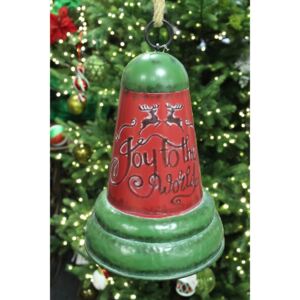 Červeno zelený vianočný zvon 27 cm