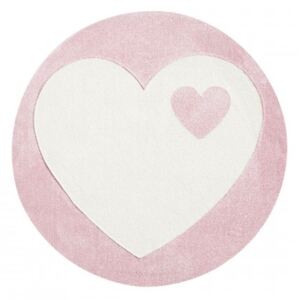 Dětský kulatý koberec - Srdce barva: ružová
