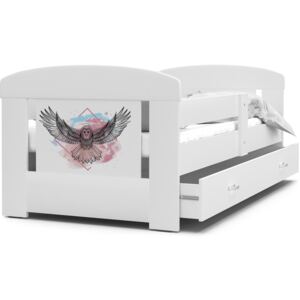 Detská posteľ so zásuvkou PHILIP - 200x80 cm - biela / orol