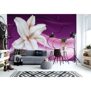 Fototapeta - Lily Modern Floral Design Purple Vliesová tapeta - 368x254 cm