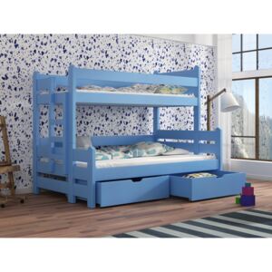Detská poschodová posteľ 90 cm Bivi (modrá). Akcia -34%. Vlastná spoľahlivá doprava až k Vám domov. 615045