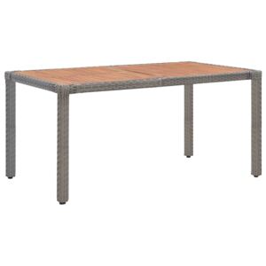 Záhradný stôl, sivý 150x90x75 cm, polyratan a akáciový masív