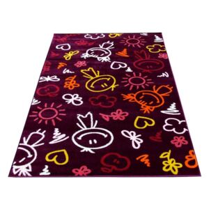 Detský kusový koberec Kresby fialový, Velikosti 100x200cm