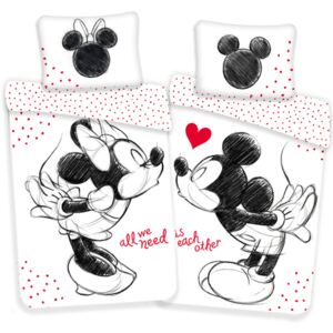 Jerry Fabrics Bavlnené obliečky 140x200 + 70x90 cm - Mickey a Minnie All we need