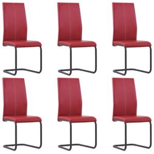 Jedálenské stoličky 6 ks, červené, umelá koža