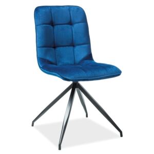 Stolička: TEXO SIGNAL - stoličky: aksamit tap.91 tmavo modrá/ kov čierny