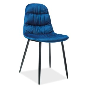 Stolička: VEDIS SIGNAL - stoličky: aksamit tap.91 tmavo modrá/ kov čierny