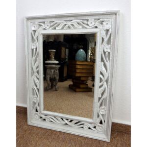 Zrkadlo ORCHID, biele, drevo, ručná práca, 80x60 cm