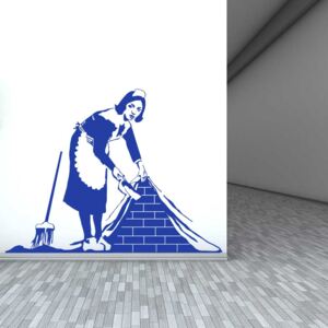 GLIX Banksy "Maid" - nálepka na stenu Modrá 120 x 85 cm